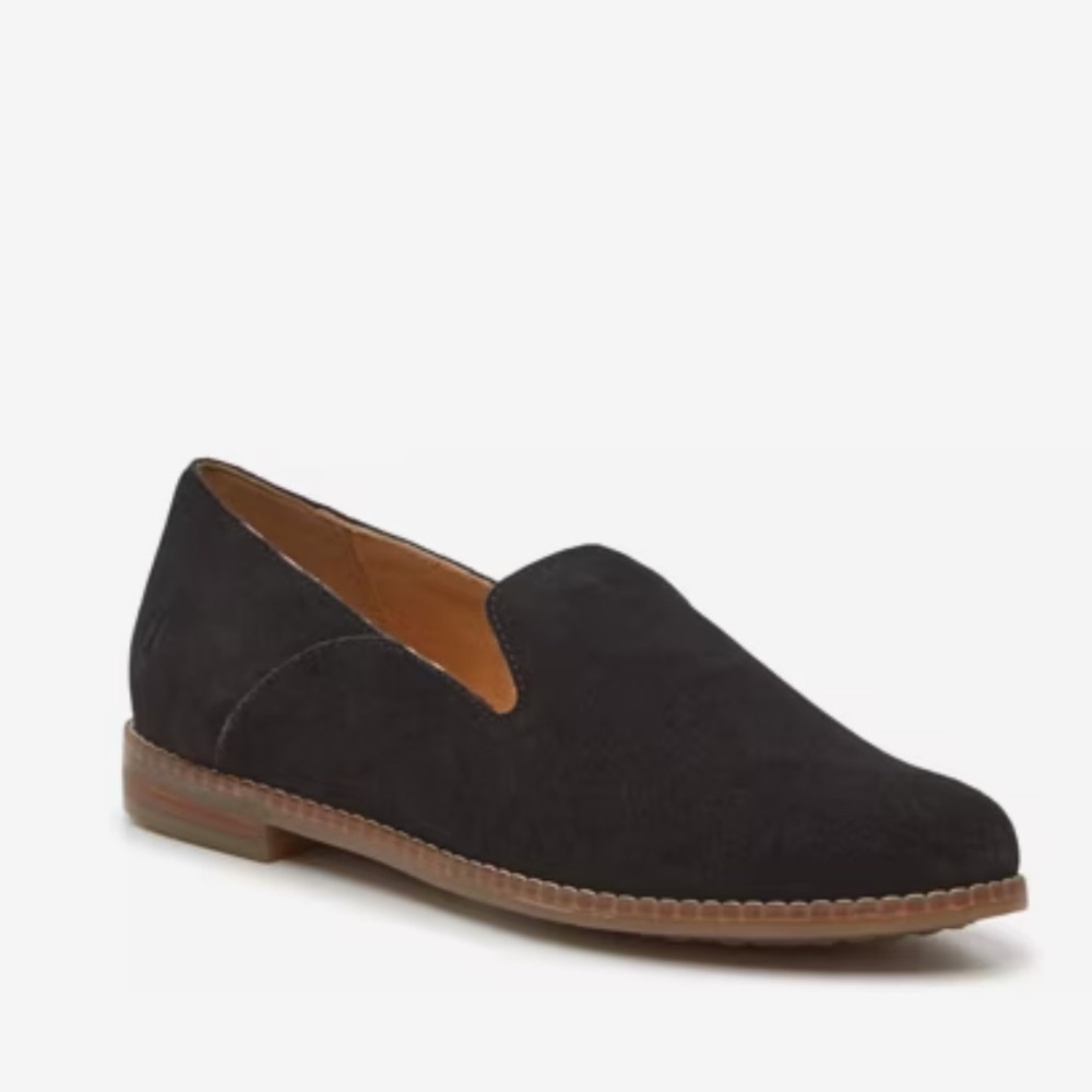 Hush Puppies Womens Wren Black Suede Loafers Size 8.5 Cushioned Slip On Flats